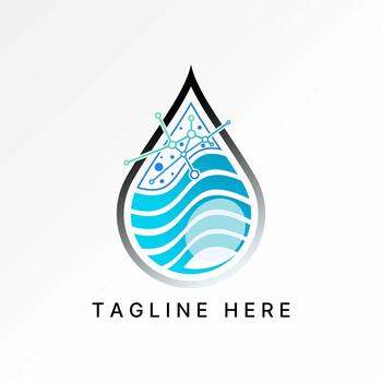 Water drop dot tech with wave pattern developer nature energy business vector