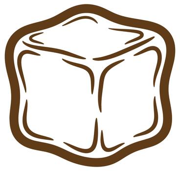 Artistic brown outline of a simple ice cube isolated on white background for design vector