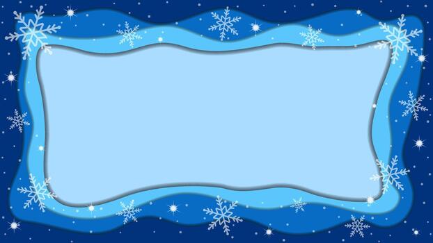 Blue Background Frame With Sparkling Snowflakes Falling In Winter vector