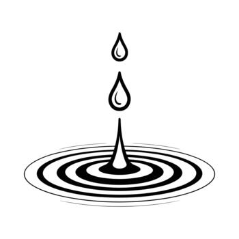 Water droplets falling into rippling water creating concentric circles vector
