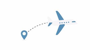 motion looping 2d flat clip of an airplane moving forward with clean simple animation and a transparent alpha channel for travel themed visuals video