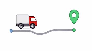 beweging looping 2d vlak levering vrachtauto icoon in beweging met gemakkelijk pad Aan alpha chanel transparant achtergrond tonen snel Verzending en vervoer animatie video