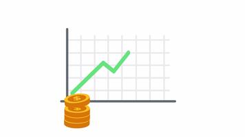 movimento looping 2d plano grampo mostrando a para cima verde gráfico representando positivo crescimento com uma transparente alfa canal para o negócio visuais video