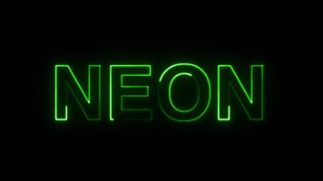 the word neon is shown in green on a black background video