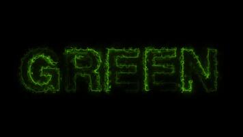 the word green is written in green letters on a black background video