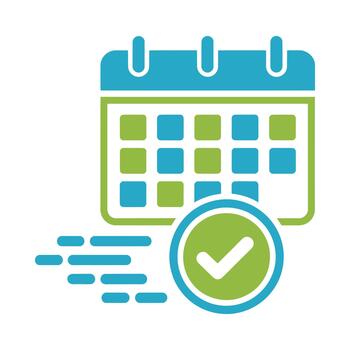 calendario con un marca de verificación icono indicando un terminado tarea o programado evento vector