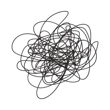 Abstract black scribble lines creating a chaotic tangled mess on a white background vector