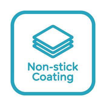 Simple icon representing non stick coating with stacked squares and text vector