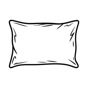 Simple hand drawn outline sketch of a rectangular pillow on a white background vector