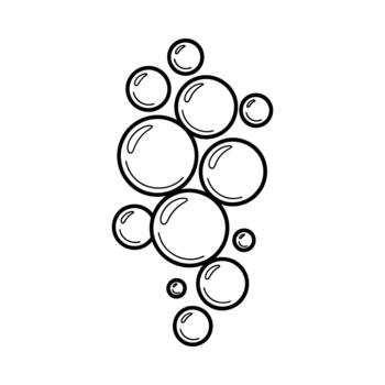 Hand drawn sketch of bubbles floating upwards in a vertical cluster vector