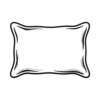 mano dibujado bosquejo de un sencillo rectangular almohada con curvo bordes en blanco antecedentes vector