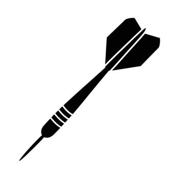 Black silhouette of a single dart with fins on a white background vector