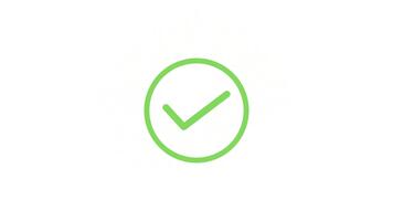 Green checkmark icon in circle, a clean graphic symbolizing success, approval, and completion. Perfect for digital projects, web design, and user interfaces video