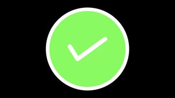 A clean, simple, and modern graphic design of a green checkmark within a circle on a black background, symbolizing approval, success, or completion video