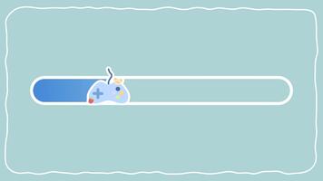 minimalistisk animering av en spel läser in status bar terar en söt kontroller, en användare gränssnitt element för en hemsida eller Ansökan video