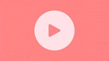 minimalistisk vit spela knapp ikon centrerad på en mjuk rosa bakgrund, symboliserar media uppspelning och digital innehåll. en elegant och modern grafisk för strömning eller underhållning tillämpningar video