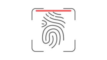 Animated fingerprint scanner icon for digital security and biometric authentication. Looped motion graphic of identity verification video