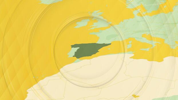 Abstract Map of Spain and Surrounding Regions with Circular Patterns. vector