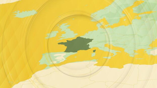 Abstract Map of France and Surrounding Regions with Circular Patterns. vector
