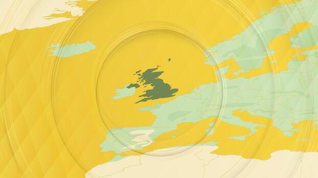 Abstract Map of United Kingdom and Surrounding Regions with Circular Patterns. vector