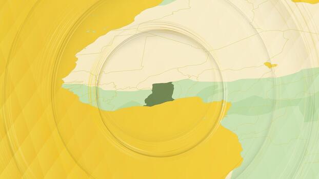 Abstract Map of Ghana and Surrounding Regions with Circular Patterns. vector