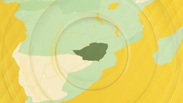 Abstract Map of Zimbabwe and Surrounding Regions with Circular Patterns. vector
