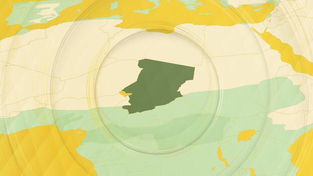 Abstract Map of Chad and Surrounding Regions with Circular Patterns. vector