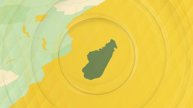 Abstract Map of Madagascar and Surrounding Regions with Circular Patterns. vector