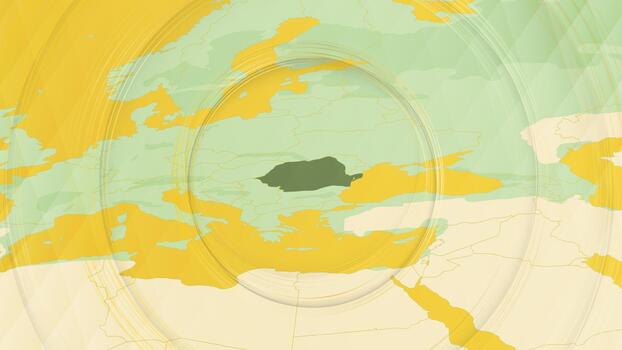 Abstract Map of Romania and Surrounding Regions with Circular Patterns. vector