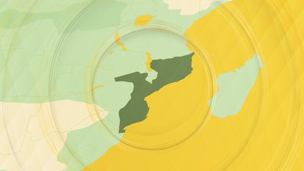 Abstract Map of Mozambique and Surrounding Regions with Circular Patterns. vector