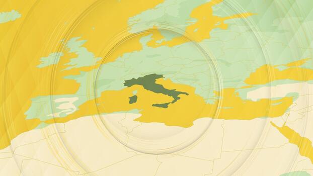 Abstract Map of Italy and Surrounding Regions with Circular Patterns. vector