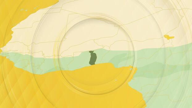 Abstract Map of Togo and Surrounding Regions with Circular Patterns. vector