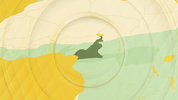 Abstract Map of Cameroon and Surrounding Regions with Circular Patterns. vector