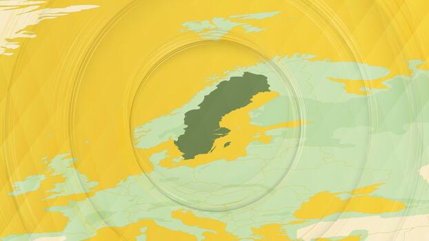 Abstract Map of Sweden and Surrounding Regions with Circular Patterns. vector