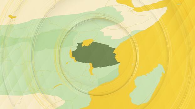 Abstract Map of Tanzania and Surrounding Regions with Circular Patterns. vector