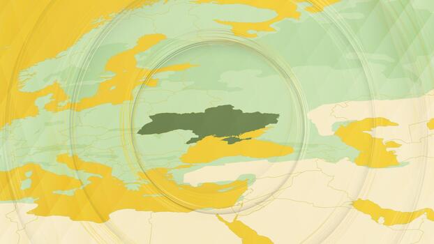 Abstract Map of Ukraine and Surrounding Regions with Circular Patterns. vector