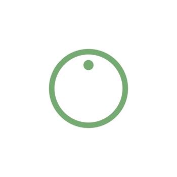 Minimalist green outlined circle with a small dot icon on a clean white background design. vector