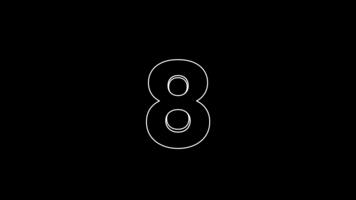dinamico monocromatico 10 secondo conto alla rovescia con bianca 3d schema cifre su nero sfondo, alfa canale video
