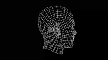 Wireframe Head Rotation 360, AI Technology Digital Scan Data. video