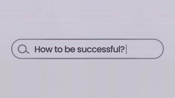 uppkopplad Sök på vilket sätt till vara framgångsrik på Sök motor. Framgång fråga text på dator skärm. video