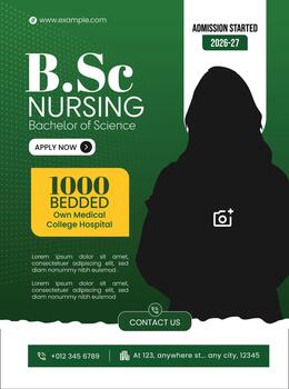Admission Open In BSC Nursing Program Poster Design Template vector