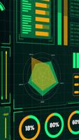 futuristico hud pannello di controllo con grafici, percentuali, e numerico dati verticale. video