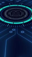 digitale circuito con bitcoin scanner e dati verticale Schermo. video