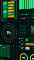 futurista hud tablero con circular y bar gráficos vertical. video
