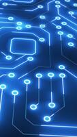 Digital Circuit Board with Glowing Lines and Abstract Shapes Vertical. video