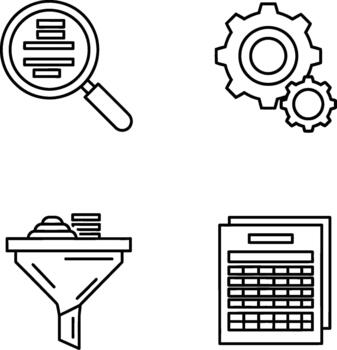 Modern outline icons for business management and data analysis vector