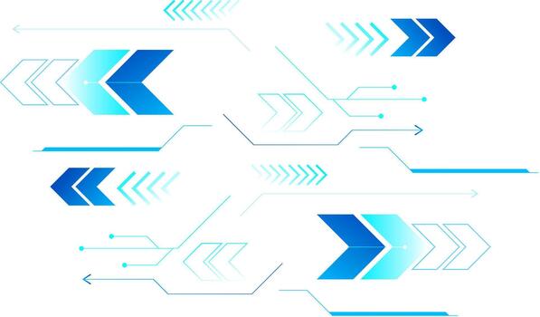 Abstract technology background. Futuristic blue tech interface with dynamic arrows and digital elements, ideal for technology, innovation, and futuristic UI design backgrounds. vector