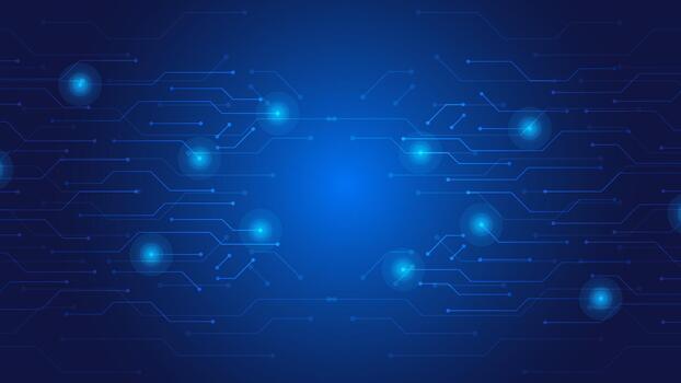 Electronic circuit board blue digital technology background with computer processors cpu, wires, and motherboard chip. vector