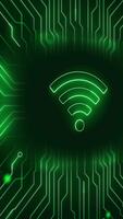 digitale Rete icona con onda segnale su circuito tavola verticale. video