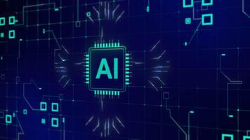 ai processador lasca com dados fluxo em abstrato fundo. video